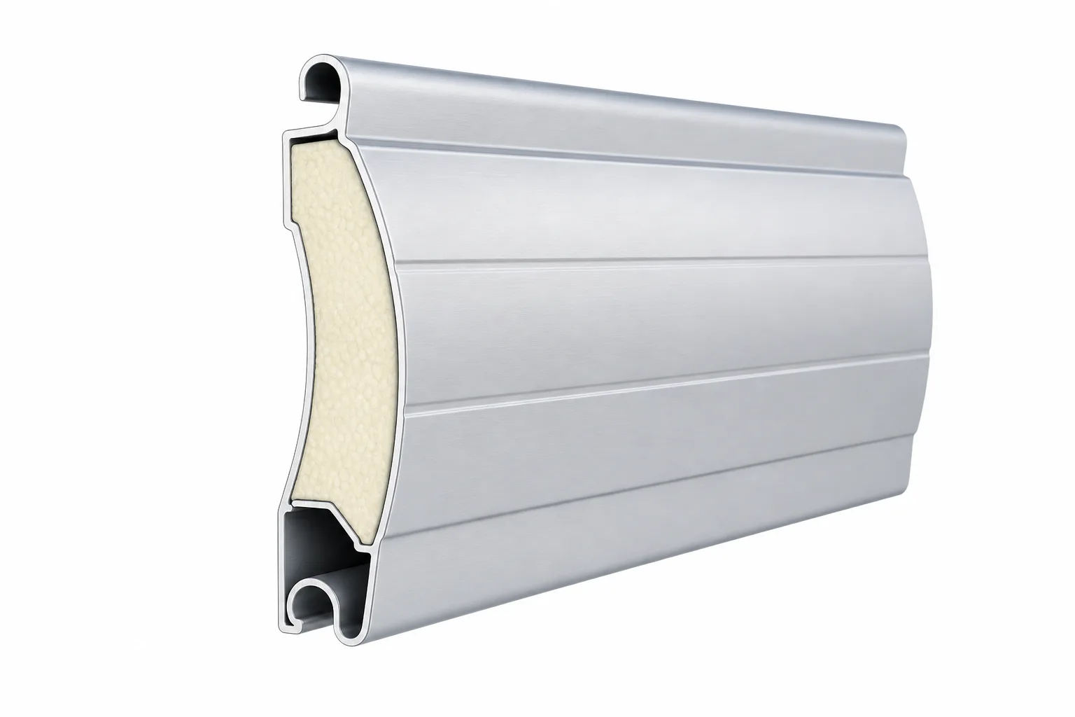 Presek aluminijumske lamele roletne punjene penom